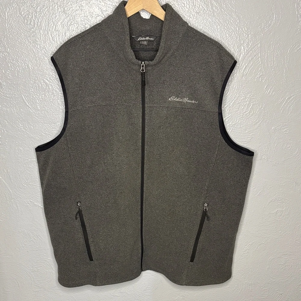 Eddie Bauer Men's Full Zip Fleece Charcoal Vest 2XL